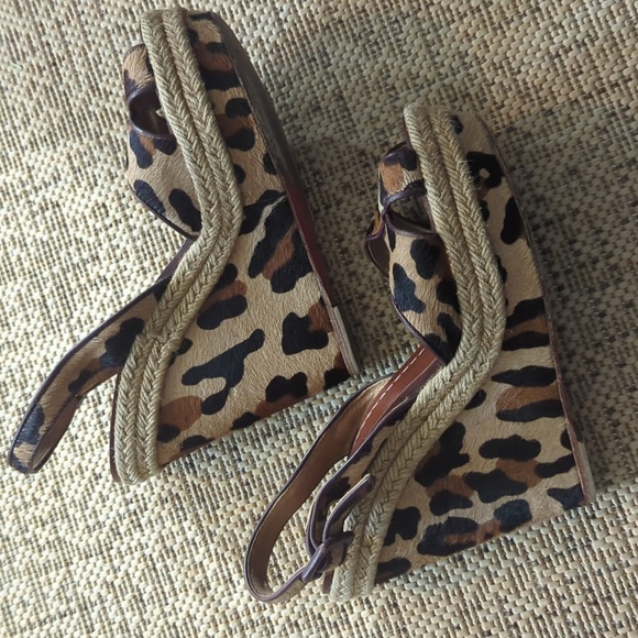 Christian Louboutin Wedge Sandals Pony Hair Leopard - Picture 7 of 8